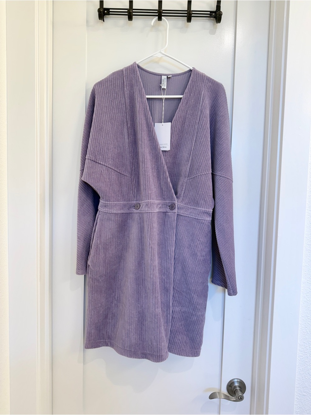 & Other Stories Lavender Corduroy Wrap Robe Coat